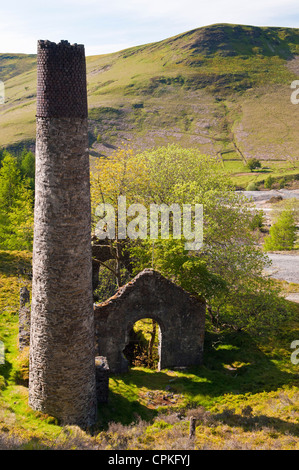 Bleibt der alten Maschinenhaus am Rhandirmwyn Bleiminen in der oberen Tywi Tal Mid Wales, im Jahre 1934 aufgegeben. Stockfoto