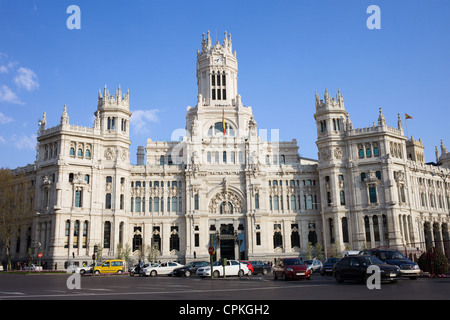 Palacio de Comunicaciones am Plaza de Cibeles in der Stadt von Madrid, Spanien. Stockfoto