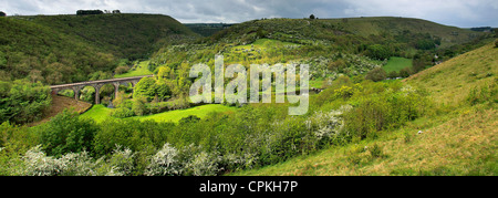 Ein Sommer-Blick über das Viadukt bei Monsal Kopf Ausflugsort, Peak District National Park, Derbyshire Dales, England, UK Stockfoto