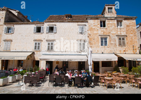 Trg Sv Stjepana quadratische Hvar Stadt Hvar Insel Dalmatien Kroatien Europa Stockfoto