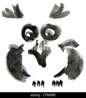 Eule Abbildung isoliert auf weißem Hintergrund Stockfoto