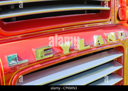 Vordere Abzeichen eines Leyland-LKW Stockfoto