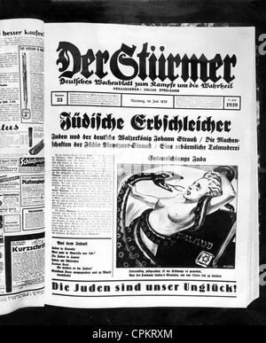 Titelseite der NS-Zeitung "Der Stuermer", 1936 Stockfoto