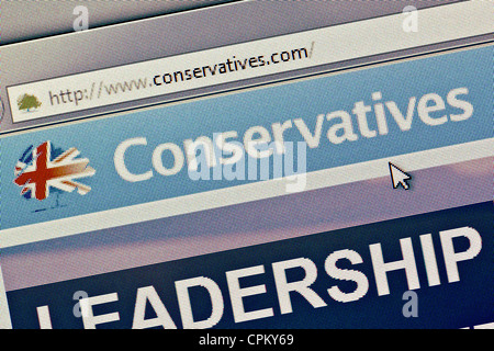 Conservative Party UK Logo und Website hautnah Stockfoto