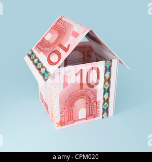 Geld-Haus mit Euro gemacht Stockfoto