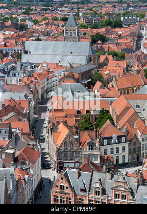 Luftaufnahme des Satteldach Dächer in Brügge, Belgien Stockfoto