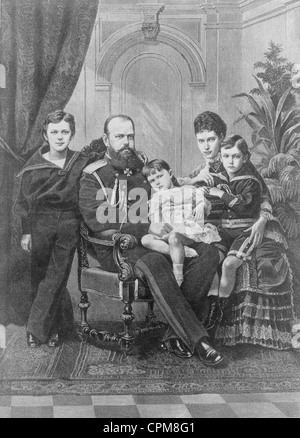 Zar Alexander III. aus Russland mit seiner Familie, um 1880 Stockfoto