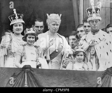 Die Königsfamilie auf dem Balkon des Buckingham Palastes, 1937 Stockfoto