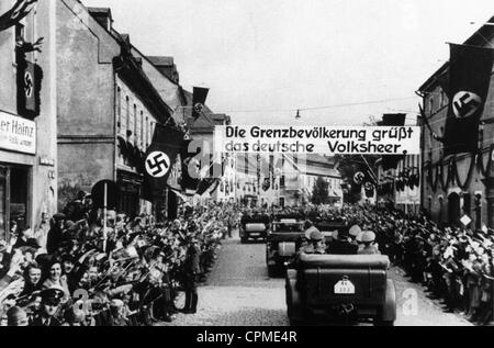 Der Eintrag von Adolf Hitler im Sudetenland, 1938 Stockfoto