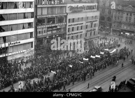 Tschechen protestieren gegen das Münchner Abkommen 1938 Stockfoto