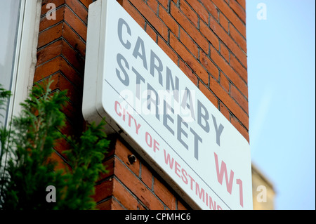 Straßenschild der Carnaby Street London Westminster W1 Stockfoto