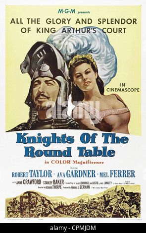 Knights of the Round Table Jahr: 1953 Großbritannien Regie: Richard Thorpe Robert Taylor, Ava Gardner Amerikanisches Plakat Stockfoto