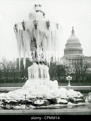 Das US Capitol eingefroren im Winter 1880 in Washington, DC. Stockfoto