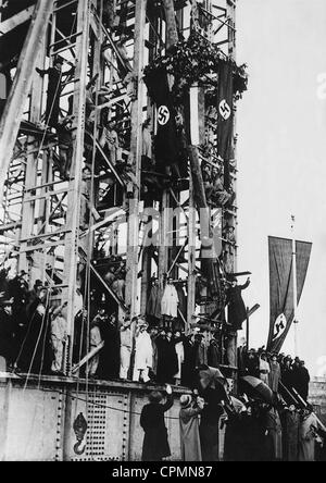 Richtfest des deutschen Pavillons auf der Weltausstellung in Paris 1937 Stockfoto