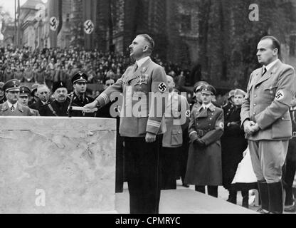 Bernhard Rust und Hans Frank bei der Grundsteinlegung für das Haus des deutschen Rechts, 1936 Stockfoto