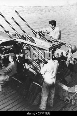 Deutsche Flak-Vierling an Bord ein Patrouillenboot, 1944 Stockfoto