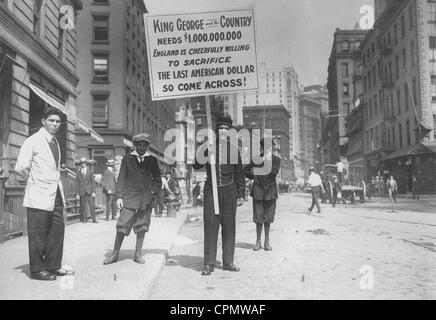 Protest gegen britische Kriegsanleihen in New York, 1915 Stockfoto