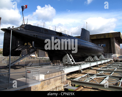 Französische u-Boot-La Flore, u-Boot-Basis von Kerman, Hafen von Lorient, Morbihan, Bretagne, Bretagne, Frankreich Stockfoto