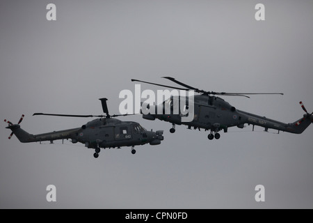 Zwei Luchse Militärhubschrauber durchführen Manöver Stockfoto