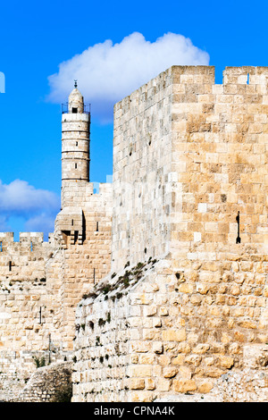 Nahen Osten, Israel, Jerusalem, Zitadelle (Tower of David), alten Stadtmauern Stockfoto