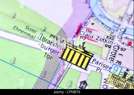 Kartographie, Stadtplan, Berlin, Detail, Brandenburger Tor, Pariser Platz, Ostdeutschland, 1980, Additional-Rights-Clearences-not available Stockfoto