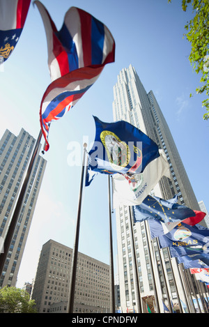 Flaggen aller US-Bundesstaaten auf dem Display, New York City, New York, USA Stockfoto