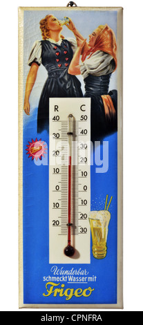 advertising, food, beverages manufacturer Frigeo, thermometer, Germany, circa 1955, Additional-Rights-Clearences-Not Available Stockfoto