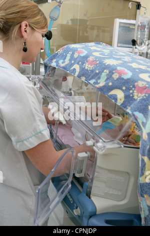 FRÜHGEBURT, PFLEGE Stockfoto