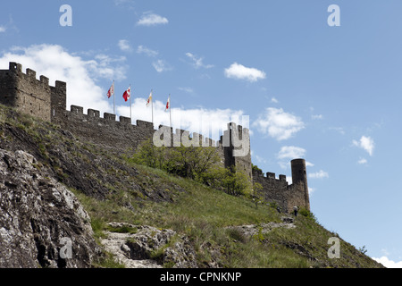 Die Burgruine Tourbillon in Sion, der Hauptstadt des Kantons Wallis, Schweiz Stockfoto