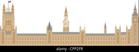 Palace of Westminster Houses of Parliament mit Big Ben Clock Tower in London Illustration Stockfoto