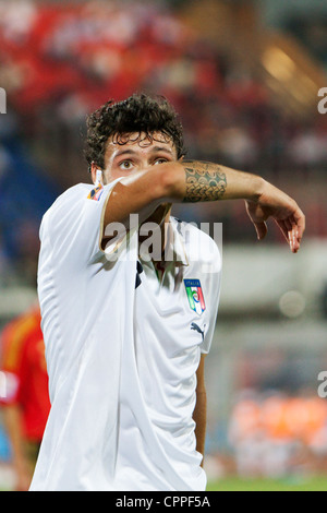 Mattia Mustacchio Italiens in Aktion während einer FIFA U-20 World Cup Runde von 16 Spiel gegen Spanien im Al Salam Stadium. Stockfoto