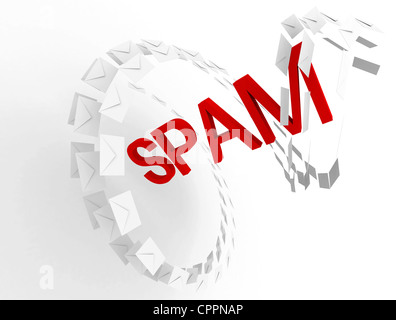 Spam e-Mail-Konzept mit Umschlägen stream Stockfoto
