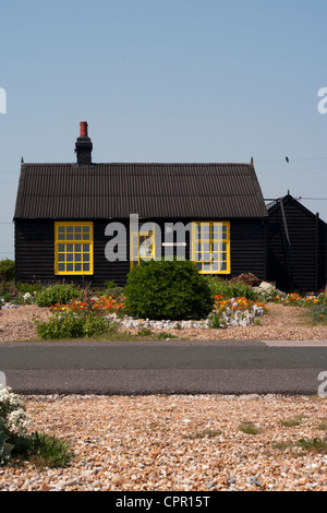 Prospect Cottage Dungeness Strand Kent Uk freistehende Ferienhäuser Häuser Chalets Bauten Hütten Bungalows Stockfoto