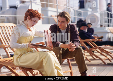 Titanic-Titanic-Jahr: 1997 USA Regie: James Cameron Leonardo Di Caprio, Kate Winslet Stockfoto