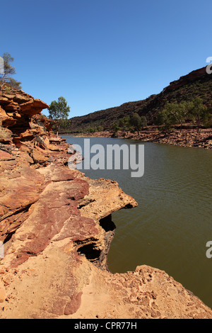 Der Murchison River fließt durch den Kalbarri National Park in Westaustralien. Stockfoto