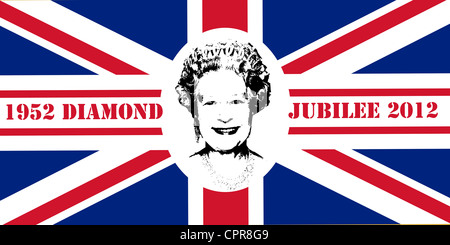 Diamond Jubilee Union Jack Flagge, Königin Elizabeth II. mit 60 Jahren auf dem Thron zu feiern. Stockfoto