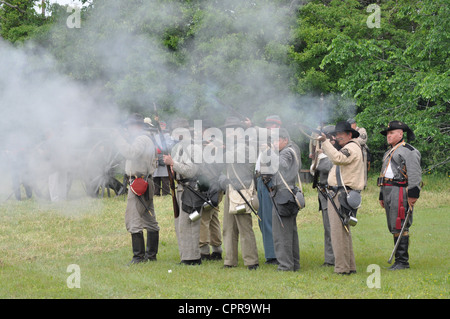 Die Schlacht von Plymouth Civil War Reenactment. Stockfoto