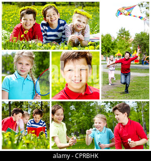 Collage aus niedlichen Kinder die Erholung im Sommer Stockfoto