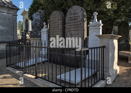 Gräber der Flaubert-Familie im Cimetière monumental de Rouen, Frankreich (Gustave Flaubert ganz links) Stockfoto