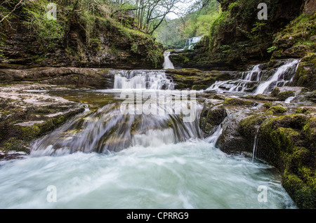 Sgwd Clun Gwyn Wasserfall auf Afon Mellte Fluss in den Brecon Beacons of South Wales Stockfoto