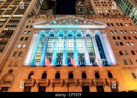 New York Börsegebäude an der Wall Street in New York City. Stockfoto