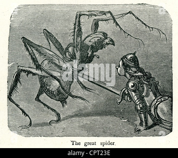 Die große Spinne. Abbildung aus der Legende des Croquemitaine von Gustave Doré Stockfoto