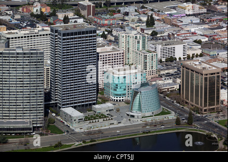 Luftaufnahme Lake Merritt Kathedrale des Lichts, Oakland, Kalifornien Stockfoto