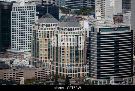 Luftaufnahme Federal Türme, Ask Hauptquartier, Oakland, Kalifornien Stockfoto