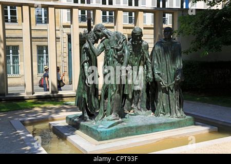 Die Bürger von Calais, Musee Rodin, Paris. Bronze-Skulptur von Auguste Rodin. Diese Version der Skulptur wurde im Jahr 1926 gegossen. Stockfoto