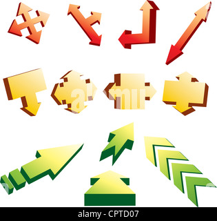 Reihe von 3d Pfeilen. Stockfoto
