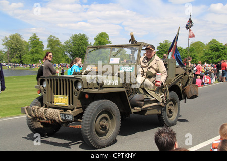 US Army Willys MB Jeep (1944), Vintage Vehicle Parade, Chestnut Sunday, Bushy Park, Hampton Court, England, Großbritannien, Europa Stockfoto