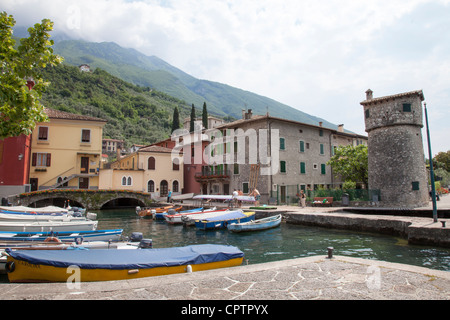 Kleiner Hafen in Cassone Malcesine See Gardasee Lago di Garda-Italien-Italia Stockfoto