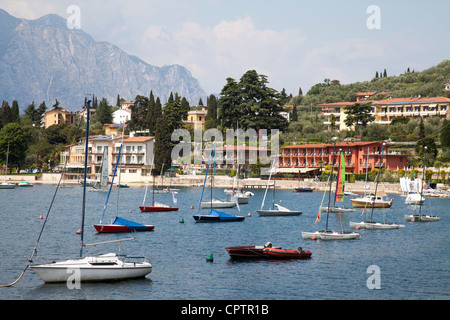 Kleiner Hafen in Cassone Malcesine See Gardasee Lago di Garda-Italien-Italia Stockfoto