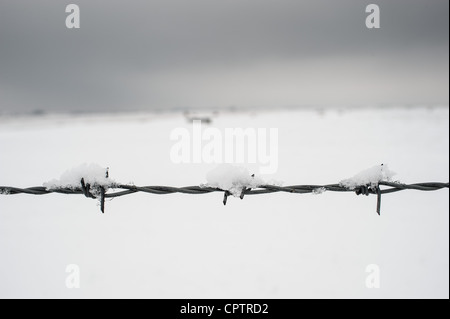 Winter Schnee kommt zur Halbinsel Hoo Kent England. Das vorgeschlagene vierte London Airport aus den Augen. Stockfoto